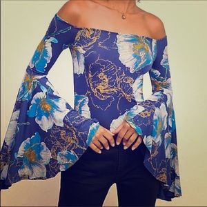 Free people Birds of Paradise blue bell top